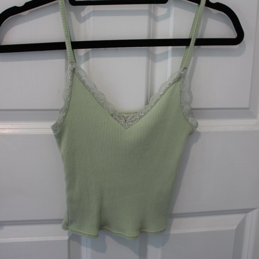 Urban Outfitters Soft Green Tank Top with lace trim